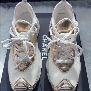 Dior White and Gold Sneakers
